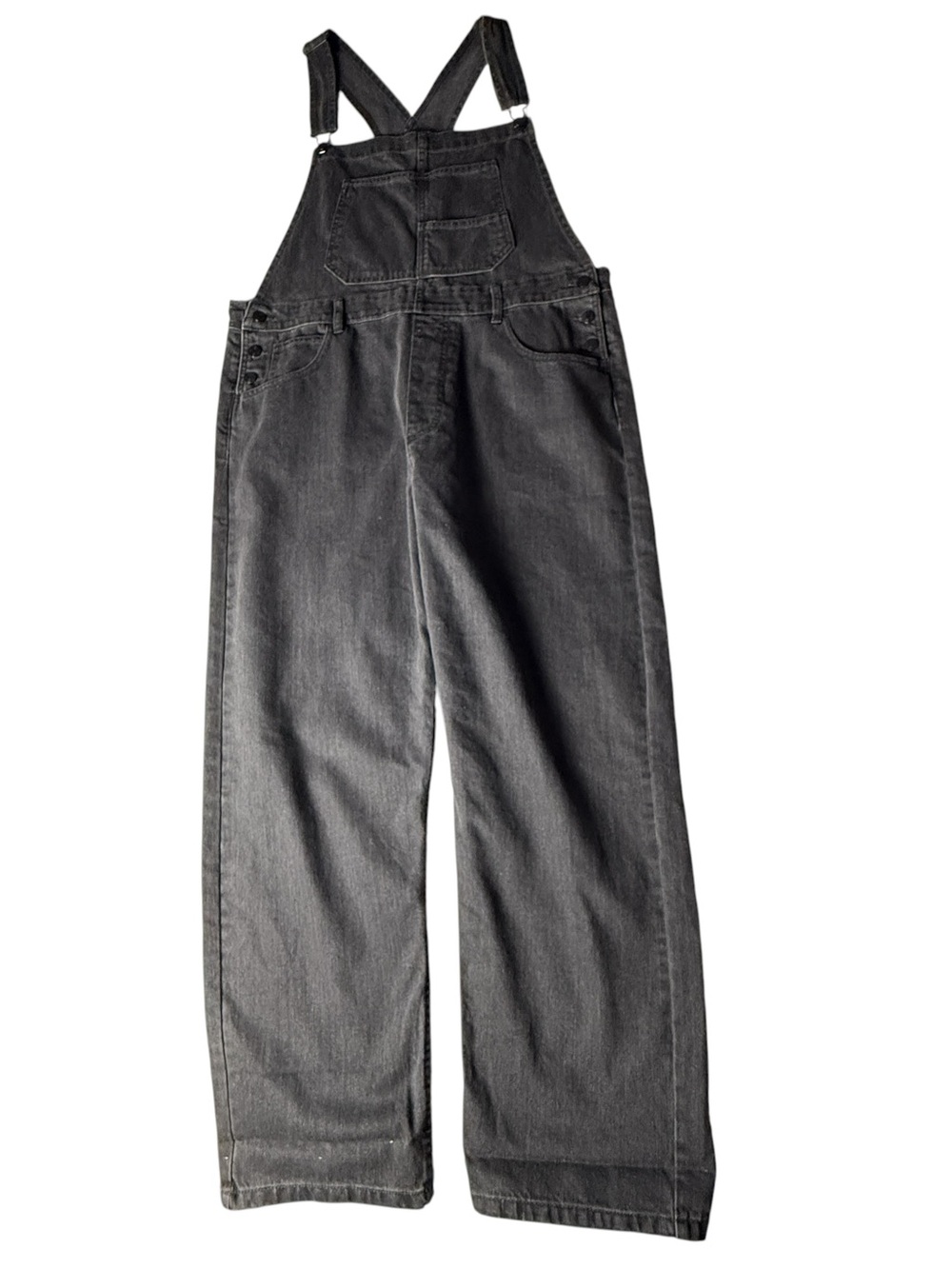 Free People X We The Free ZIGGY Overalls Mineral Black Bib Denim SZ XL Full Leng - Picture 9 of 13